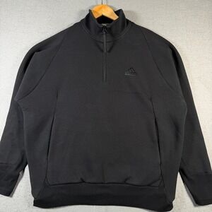 Adidas Men's Black Quarter Zip Sweatshirt Pullover Athleisure Size L Tech Wear